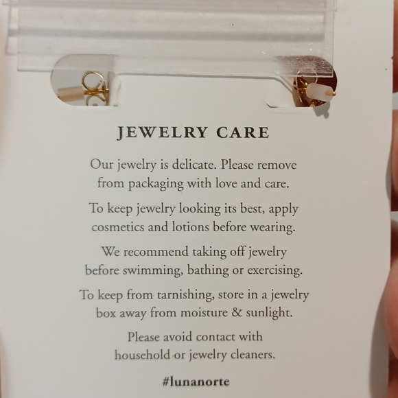 LUNA NORTE 14K GOLD PLATED BRASS KUNZITE GEMSTONE CHAIN EARRINGS - Picture 5 of 9